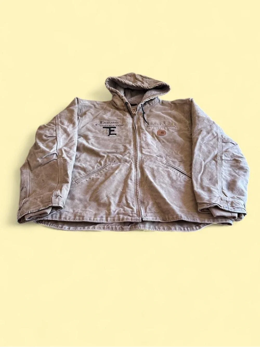Carhartt Detroit Style Hooded Jacket Men’s XL Faded Canvas Embroidered